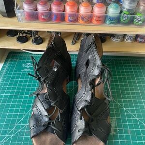 Women's Rockport Black Leather Lace Up Sandals